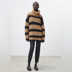 ZARA WOOL AND ALPACA BLEND STRIPED KNIT SWEATER